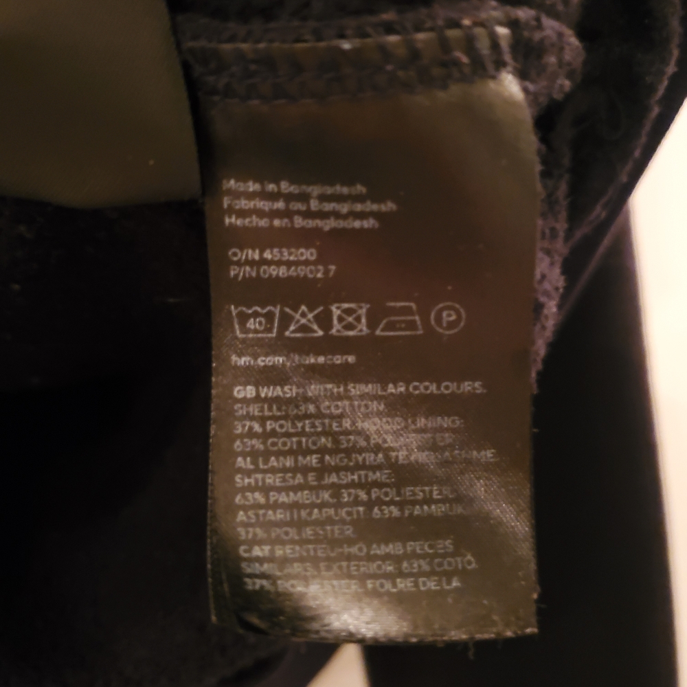 H&M Charcoal Black Zip-Up Hoodie - Picture 3 of 4